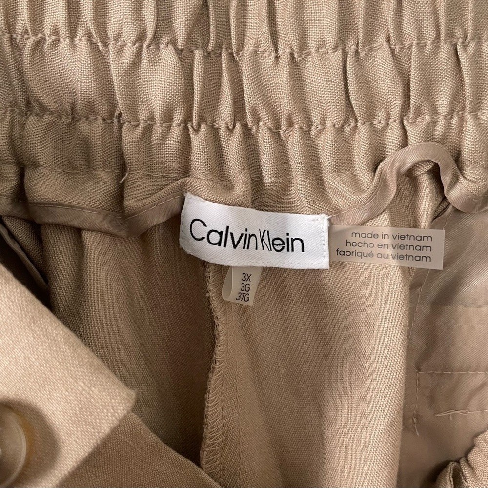 NWT New Calvin Klein Oatmeal Beige Linen Blend Cropped Pants Size 3X - Picture 4 of 6